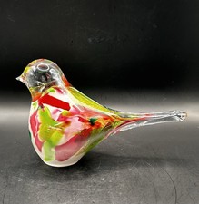Multicoloured Glass Bird Ornament Confetti Tutti Frutti Murano Style Hollow