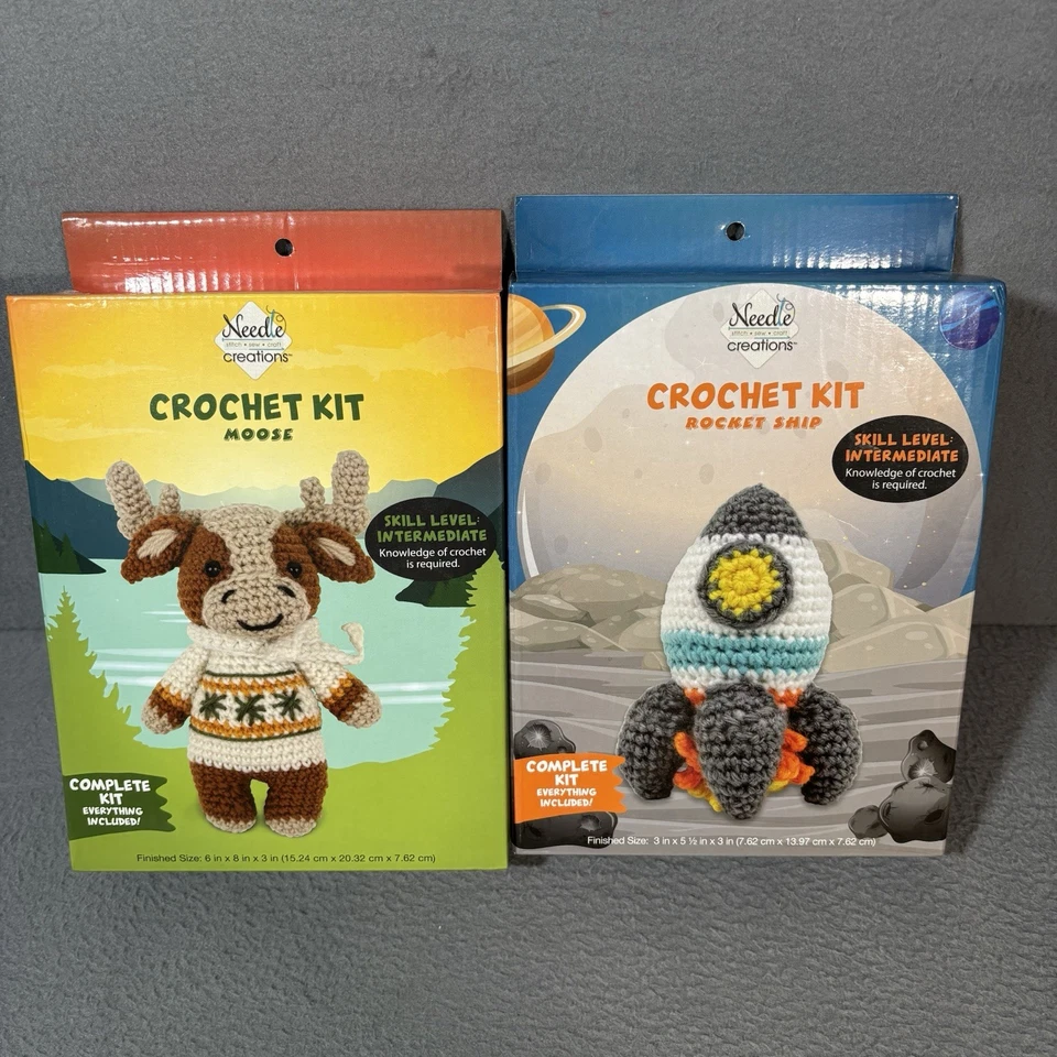 Neu Nadel Kreationen Set Häkelsets Rakete Elch Handwerk Kreativ Zum Selbermachen Projekt