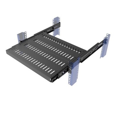 1U Sliding Rack Shelf, 4-Post Vented Rack Mount Shelf 14-17  Deep with Adjust...