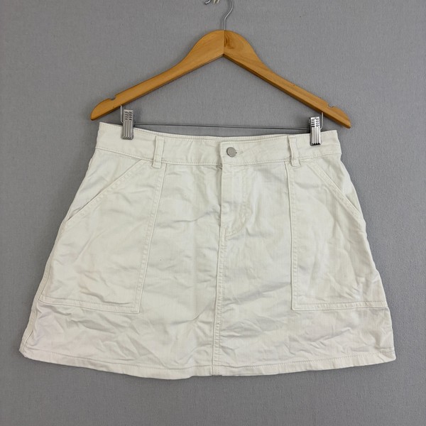 Seed Heritage Skirt Womens 12 White A-Line Mini Denim Utility Pockets Summer