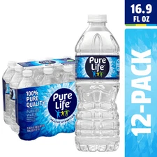 Pure Life Purified Water, 16.9 fl oz, 12-pack Plastic Bottles