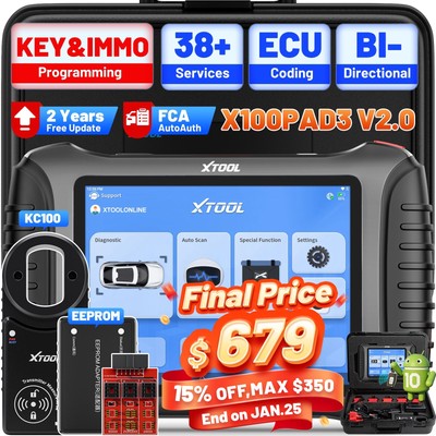 2026 XTOOL X100 PAD3 V2.0 +KC100 IMMO Key Programming Tool & Diagnostic Scanner