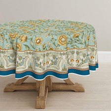 Horaldaily Rustic Round Tablecloth 70x70 Inch Round, Bird Floral Vintage Wash...