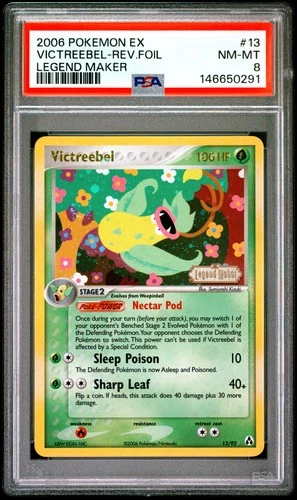 2006 POKEMON EX LEGEND MAKER #13 VICTREEBEL-REVERSE FOIL PSA 8