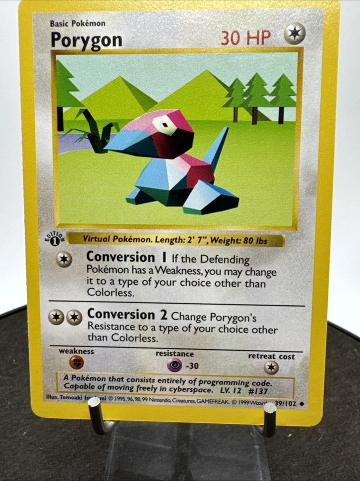 1999 Pokemon TCG Porygon Base Set 1st Edition Shadowless Uncommon 39/102 LP / NM - Image 3 of 4