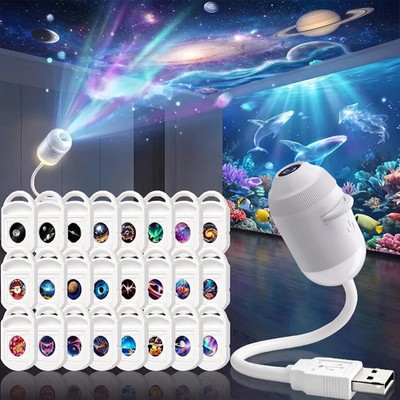 Starry Sky Aurora Galaxy Projector Night Light HD 360° Rotating LED Mood Lamp