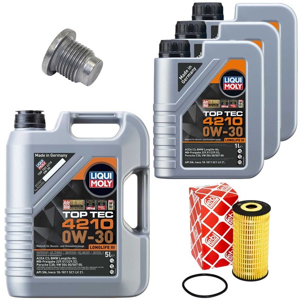 MotoröL Filter Set Top Tec 4210 0W-30 8 Liter + Schraube FüR Opel Vivaro 2.0-image