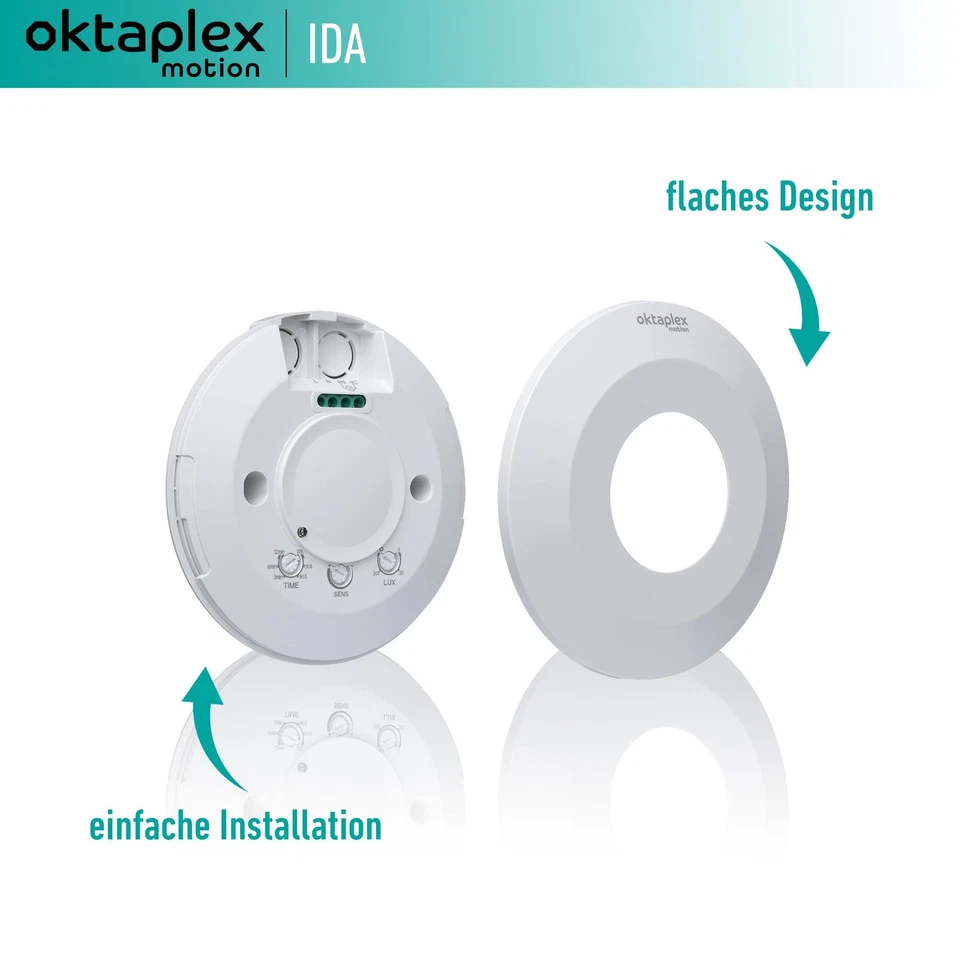 Oktaplex Ida 2er Set Decken-Bewegungsmelder flach 360° Hochfrequenz-Sensor 2-... - Bild 3 von 4