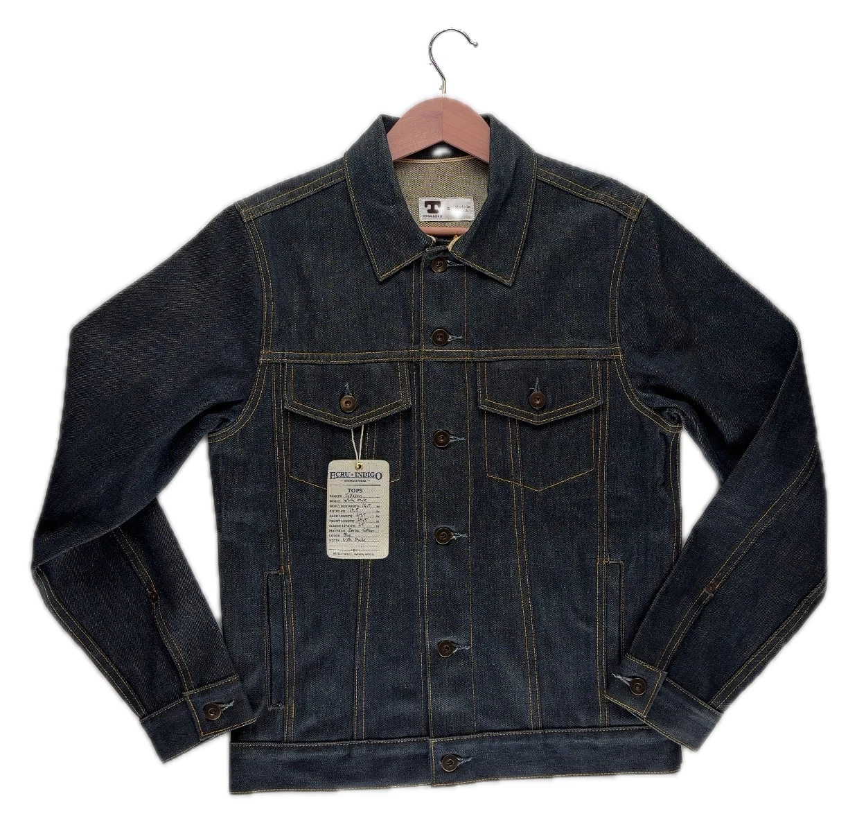 Tellason Type III Cone Mills White Oak S Mens Denim Jacket USA NWOT P2P 19.5 - product detail image 2