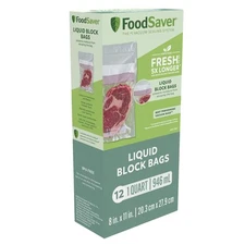 FoodSaver 1-Quart Liquid Block Heat-Seal Bags, Clear