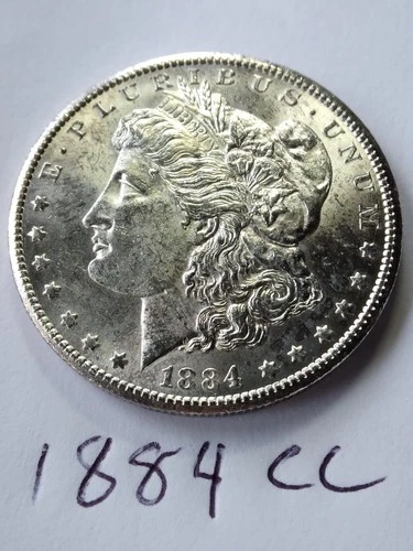 1884 CC MORGAN SILVER DOLLAR BU MS UNC UNCIRCULATED  PINGCOIN TESTED AUTHENTIC
