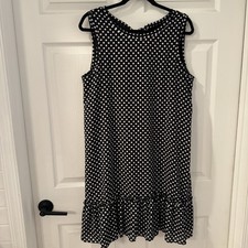 Gabby Skye Women's Sleeveless Black Polka Dot Cocktail Dress Size 14 Ruffles