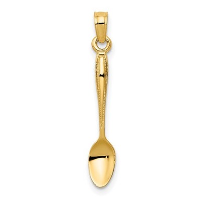 10K Gelbgold 3-D Tafel Löffel Form Charm Anhänger L 29mm, B 4mm