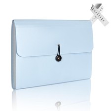 Expanding File Folder, 13 Pockets, Light Blue, Polypropylene for Work, School...