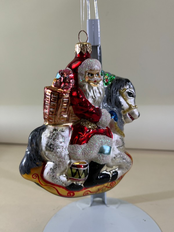Christopher Radko Signed Santa Carousel Rocking Horse Ornament DS51