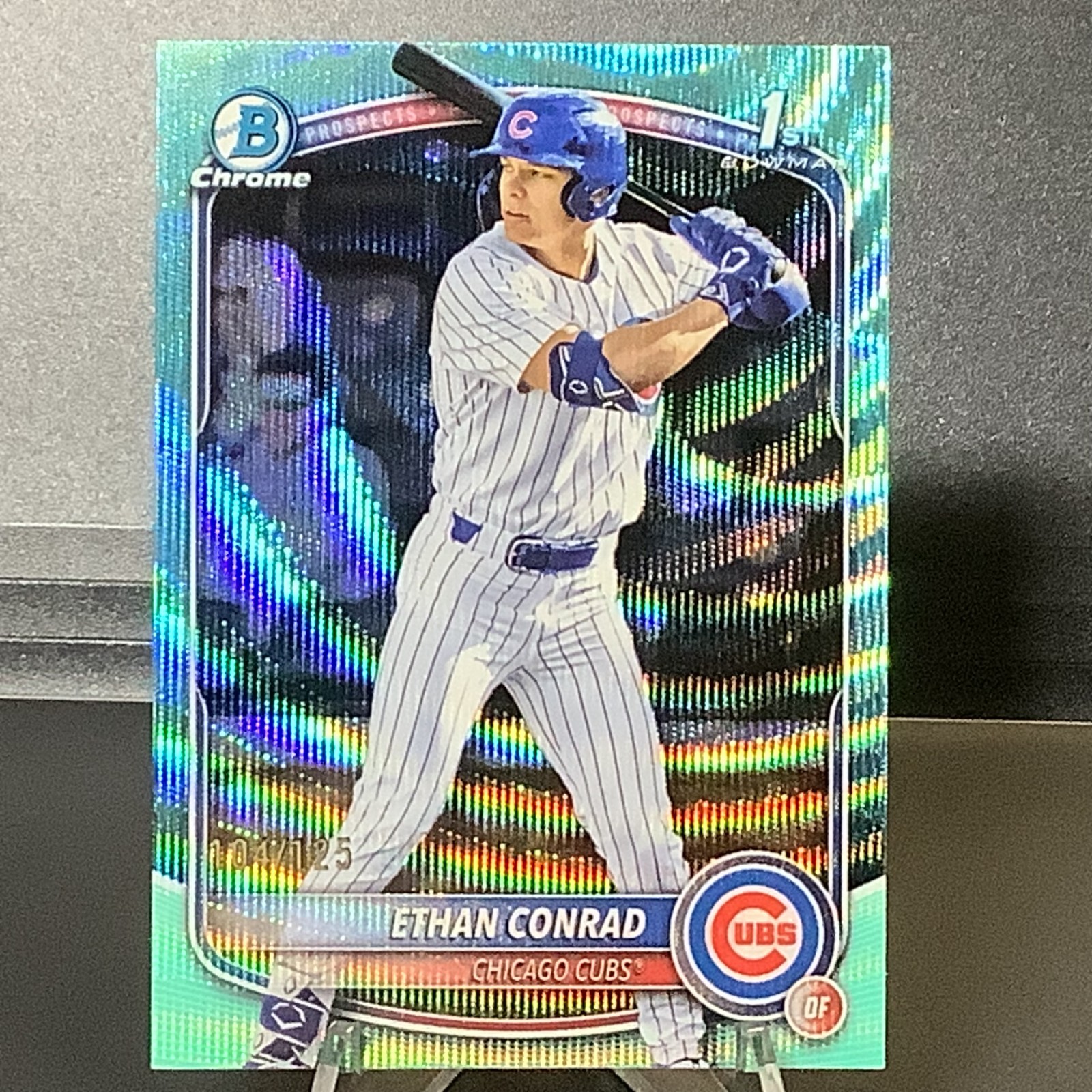 ETHAN CONRAD /125 AQUA WAVE REFRACTOR 2025 Bowman Draft 1st Chrome #BDC-17 Cubs