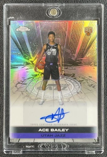 ACE BAILEY 2025-26 TOPPS CHROME CERTIFIED AUTO ISSUE ROOKIE REFRACTOR RC JAZZ