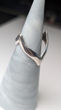 Vintage Sterling Silver 1976 Wishbone Chevron Ring | Size O 1/2 | 925 Silver