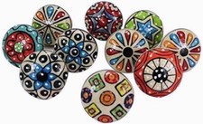 20 Pcs Lot Multicolor Ceramic Knobs Vintage Look Cabinet Drawer Pool Handle Knob