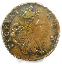 1670 New Jersey St Patrick Farthing Colonial Coin 1/4P - PCGS VF30 - $1900 Value