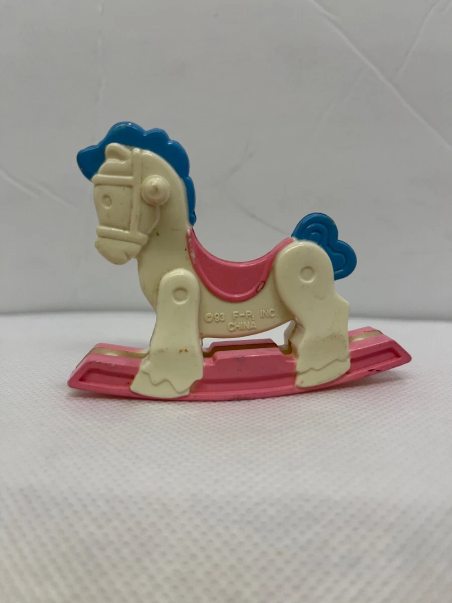 Vintage Fisher Price Loving Family Dollhouse Rocking Horse 1993 Pink Blue Baby