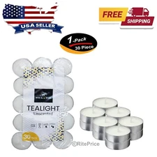 30PCS Unscented Tealight Candles White Dripless 2.5 H Burn Time Tealight Candles
