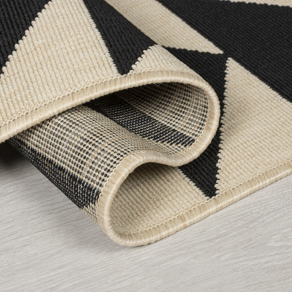PATIO RUG CREAM / BLACK / GREY GEOMETRIC 160X230CM GARDEN INDOOR OUTDOOR eBay