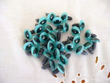 Augen Teddy Bär Tier Kunststoff türkis mit Öse 2 Stück 15mm 70er Jahre alt