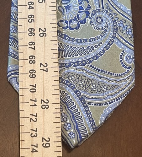 Geoffrey Beene Green Blue Handmade 100% Silk Men’s Neck Tie Made In China - Picture 5 of 9