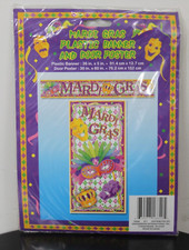 2-SET MARDI GRAS PLASTIC DOOR COVER BANNER Decorations Masks Masquerade Poster