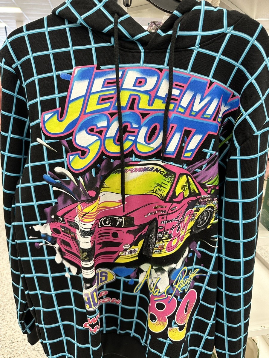 New Adidas x Jeremy Scott Rally Car Pullover Men Hoodie Black