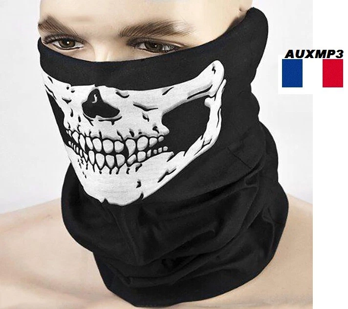 Skeleton Face Protector Neck Cover Hood for Motorcycle Bike Sport and More