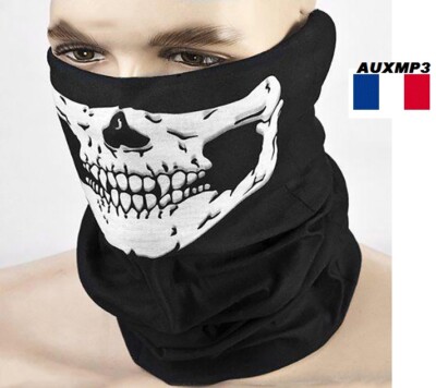 Cache cou squelette moto velo sport foulard visage bandeau bandana