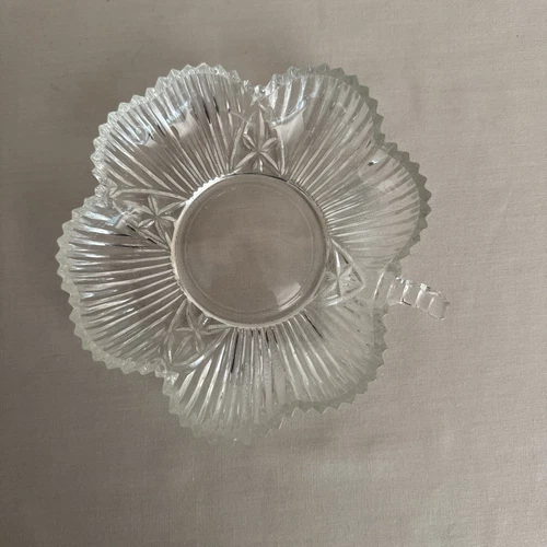 Shamrock Clover Candy Dish Nut Mint Pressed Glass Vintage