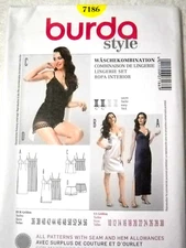 Lingerie Set Slips Camisole Panties Size 10-30 Burda 7186 Sewing Pattern *