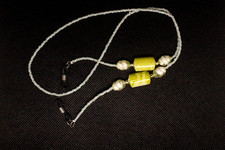 VINTAGE 90s Eyeglass Holder Beaded Necklace Green Aqua White