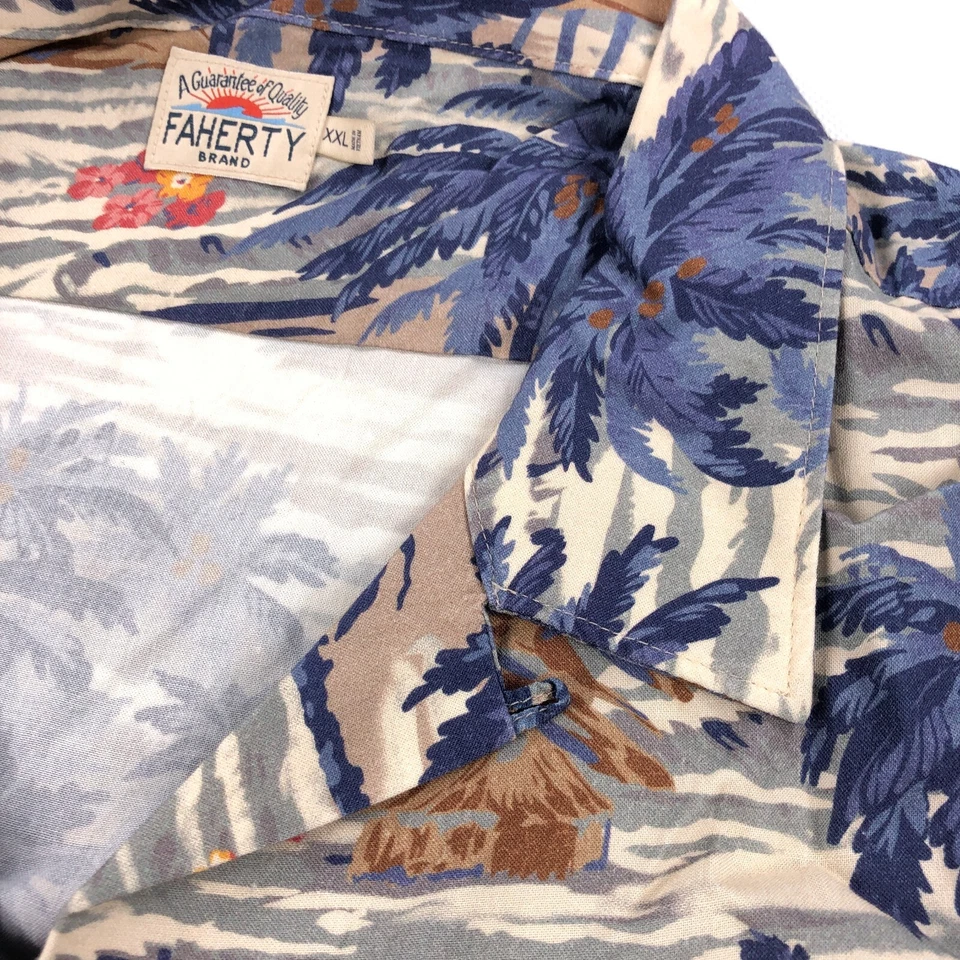 Faherty Loop Collar Camp Shirt Mens 2XL Hawaiian XXL - Image 3 of 4