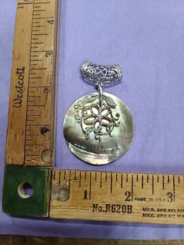 Silver Tone Pendant With Abalone Shell - image 1