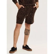 SER.O.YA Gunner Shorts in Cheetah Jacquard Small New Mens Teddy Samples