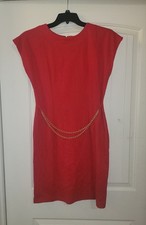 Another Thyme Vintage Womens Midi Red Dress With Chain Belt Size 8