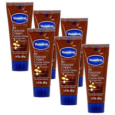 Vaseline All Purpose Cream Cocoa Glow, with Pure Butter, 6-Pack, 1.41...