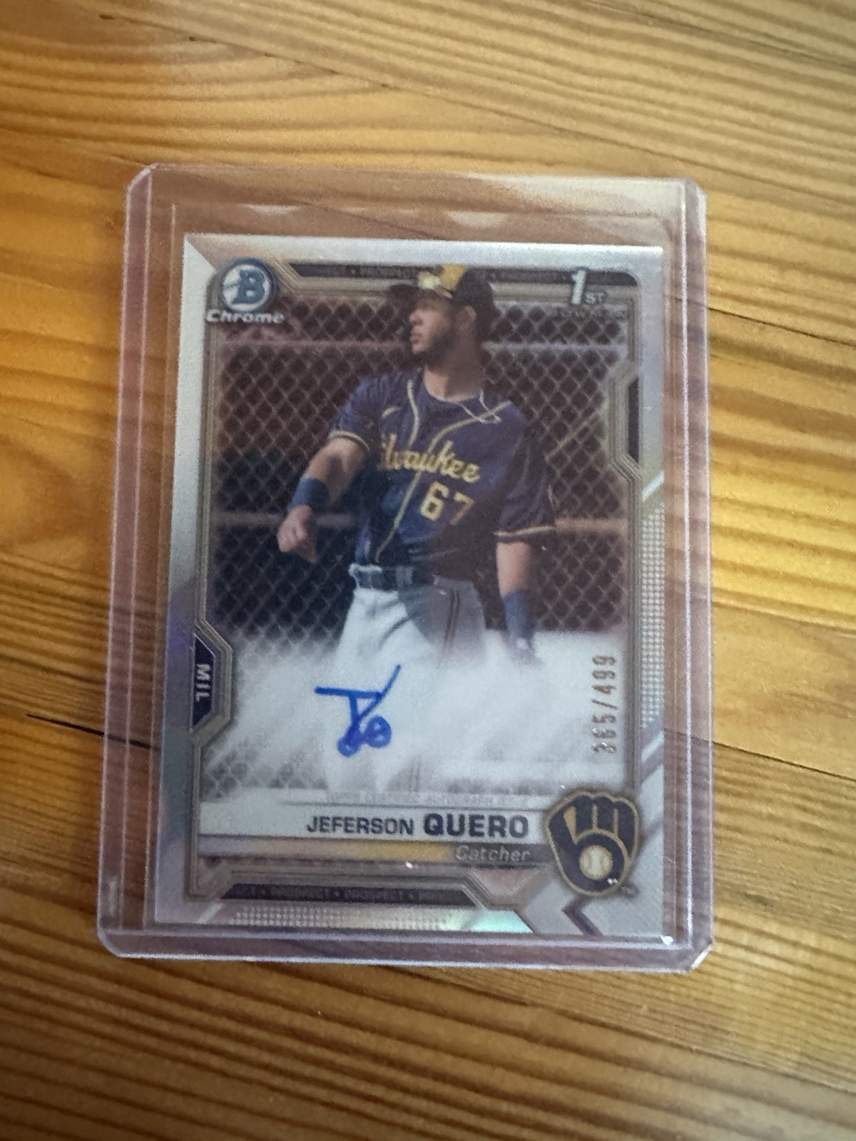 2021 Bowman Chrome Jeferson Quero 1st Bowman Auto Refractor /499 Brewers CPA -JQ