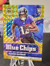 2021 Panini Mosaic Blue Chips-Gold Mosaic #9 Rashod Bateman RC #10/10 Ravens 🔥