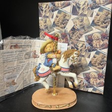 1998 Enesco Cherished Teddies Bear Gina on Horse Carousel 502898 Friends Gather