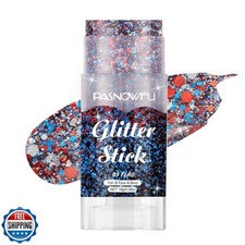PASNOWFU Patriotic Body Glitter Stick, Red White and Blue Face Gl