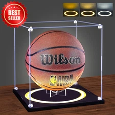 Full Size Basketball Display Case Light UV Protected Acrylic Stand US