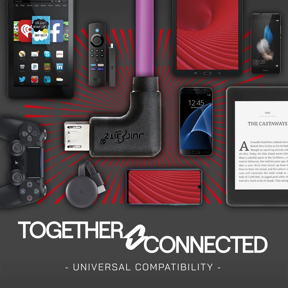 JuicEBitz® 20AWG USB to Micro B 90° Angled FAST Charger Cable for Android Phones - Image 3 of 4