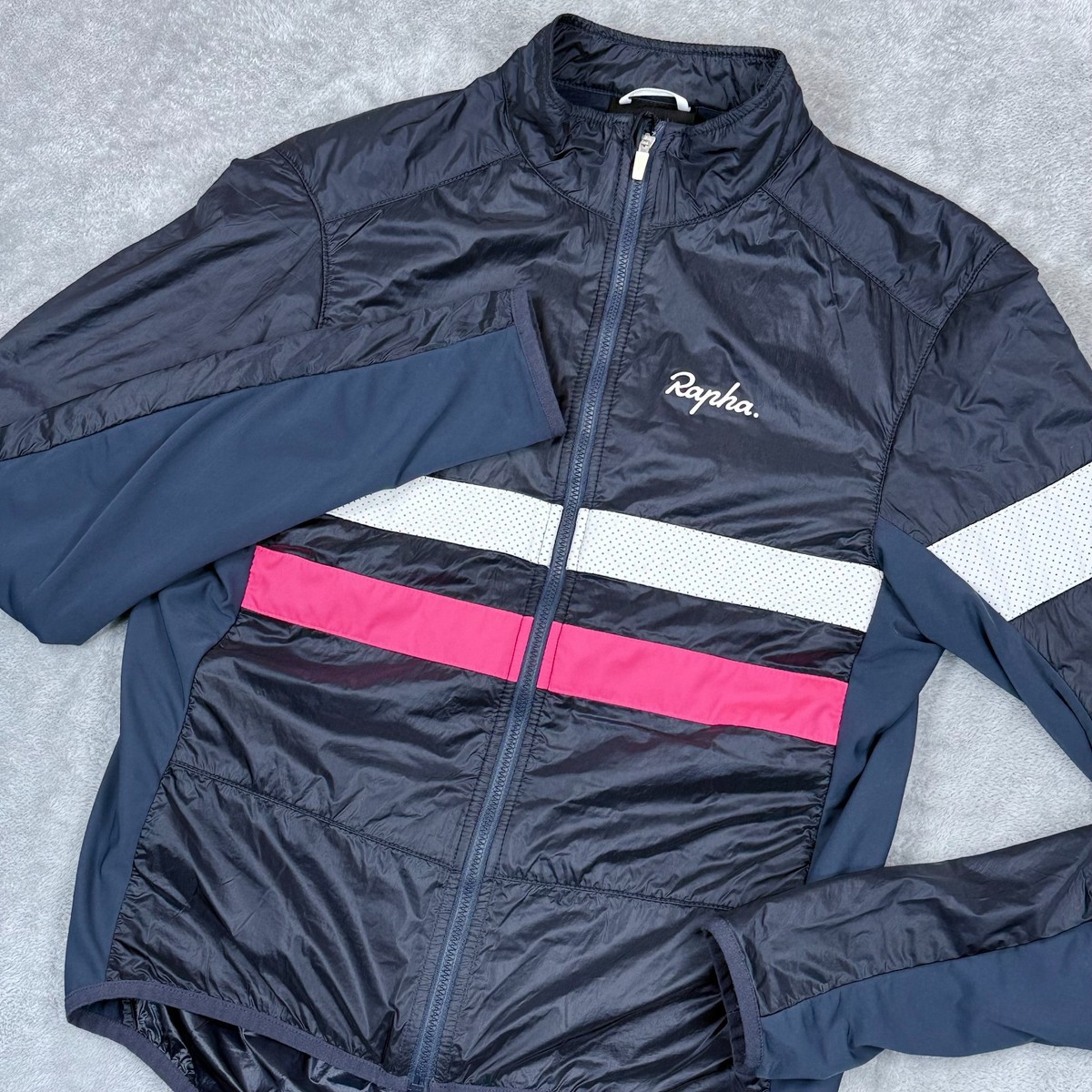 Rapha Brevet Insulated Jacket Mens Medium Blue Pink Cycling Full