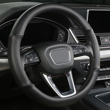 Genuine Leather Steering Wheel Cover with Ventilation Holes Luxury Cowhide,Breat