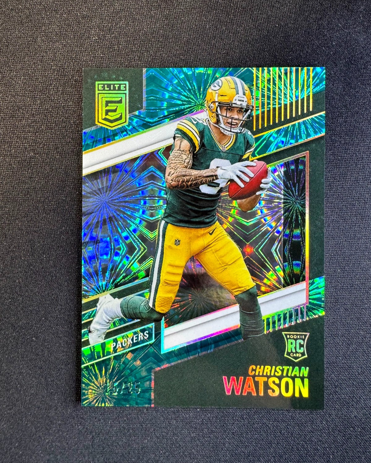 2022 Donruss Elite Christian Watson Teal Explosion #152 Packers Rookie #d 15/25